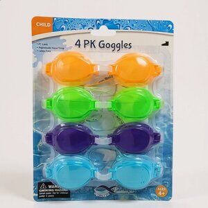 Kids Swimgear Goggles 4 Pack Pool Diving Eye Protection Adjustable Strap NEW